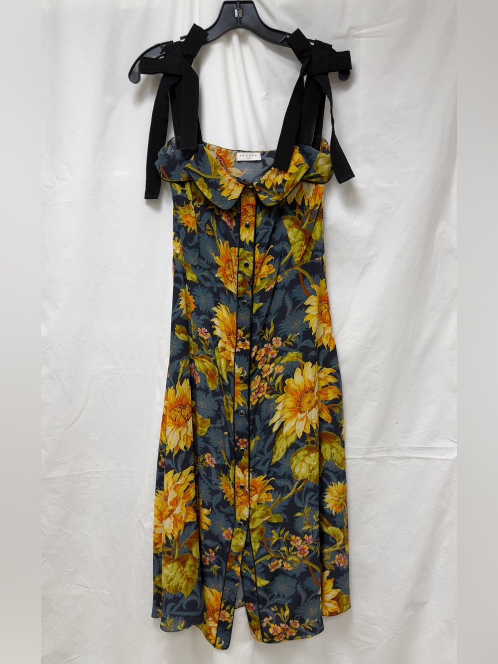 Sandro Sunflower-Print Button-Front Midi Dress